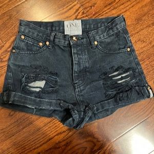 One Teaspoon Dark Navy Jean Shorts Size 25